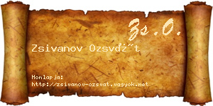 Zsivanov Ozsvát névjegykártya